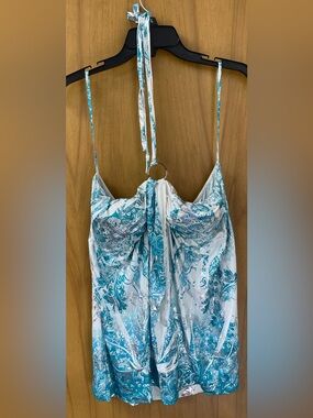 NWT Crescent Halter Camisole Top Turquoise Metallic Womens 3X Plus